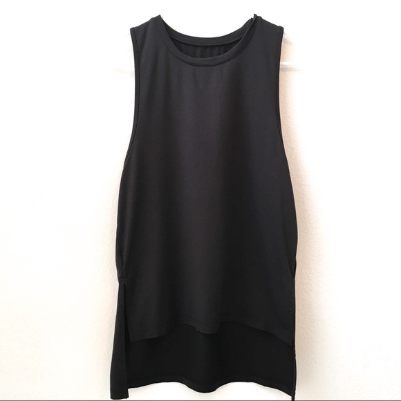 Albion Tops - Albion High Low Nylon Black Tank Top Medium